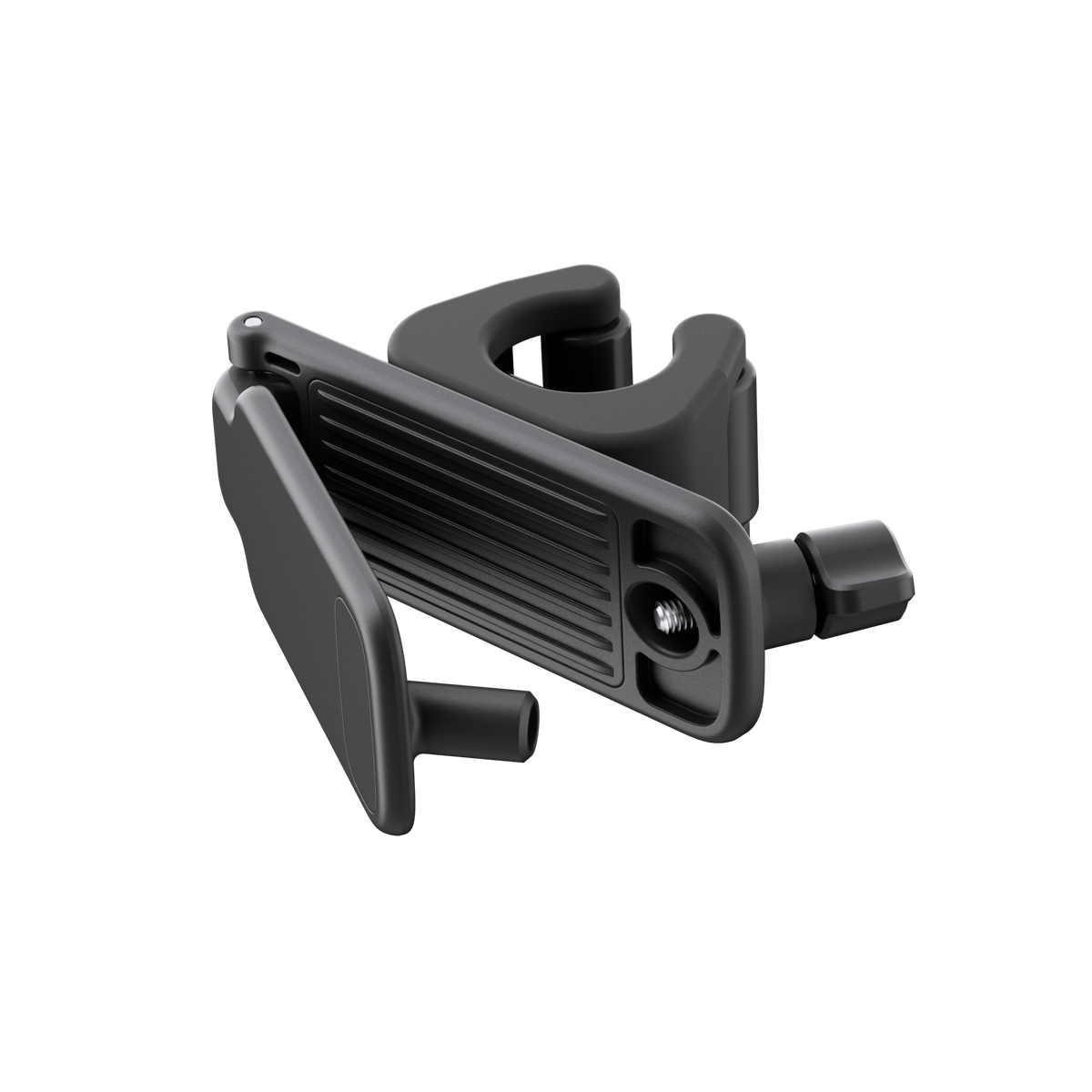 Insta360 Selfie Stick Holster angled view of the open screw clip