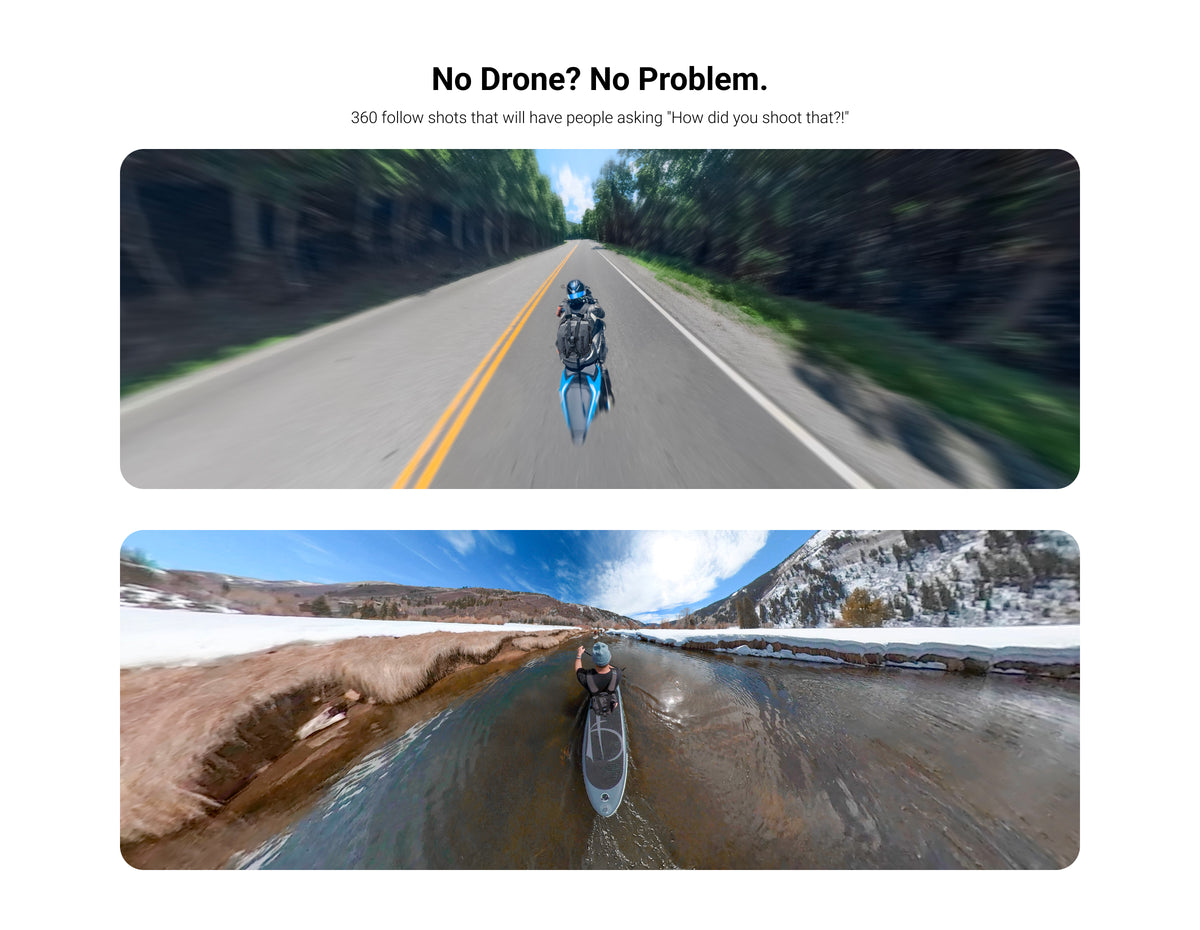 Insta360 Third-Person Backpack Mount manufacturer cycling and snow-sports third-person sample images