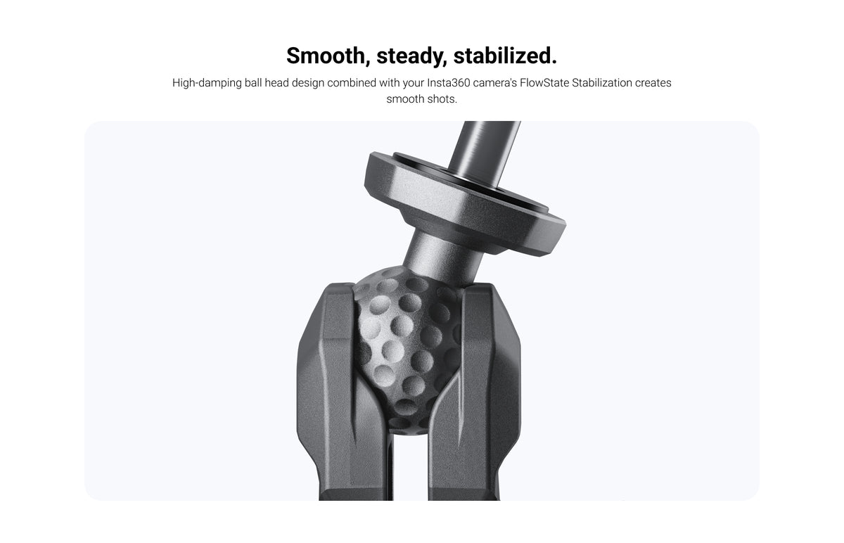Insta360 Third-Person Backpack Mount adjustable ball-head connection close-up