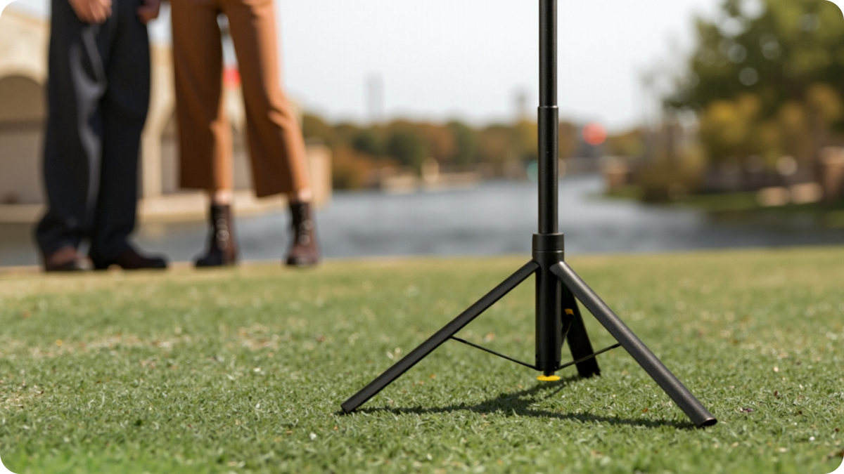 Insta360 Throwpod opened tripod base on an outdoor surface