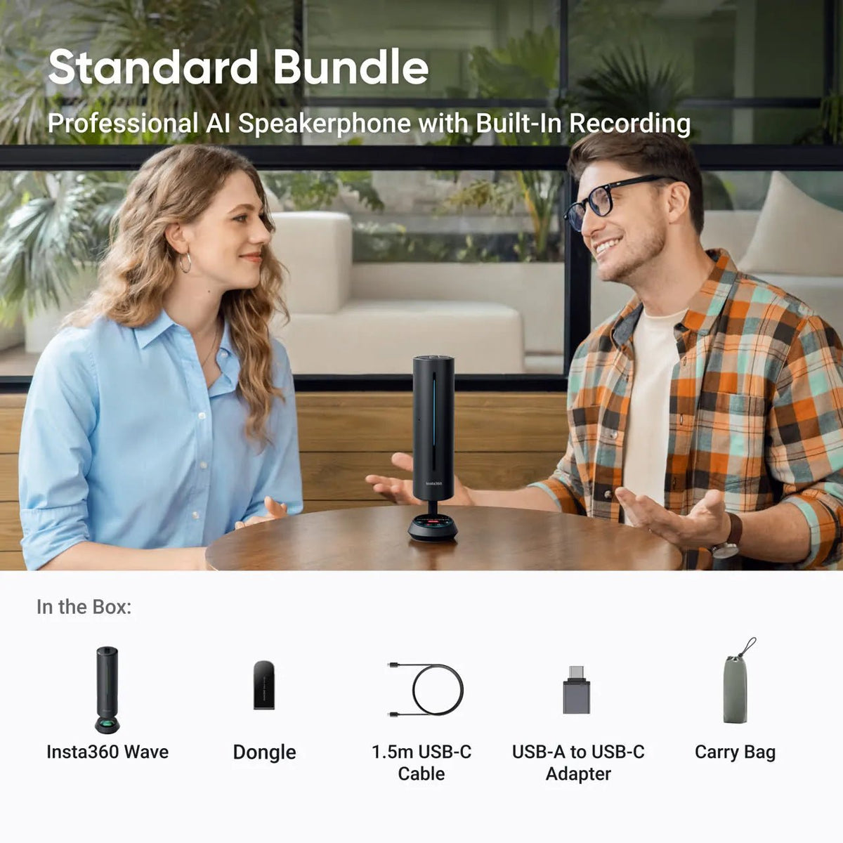 Insta360 Wave AI Conference Speakerphone with Meeting Assistant - ACE Peripherals