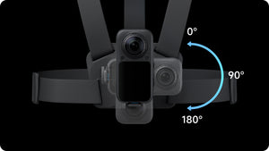 Insta360 X Series POV Chest Mount 2.0 manufacturer graphic showing camera-angle adjustment