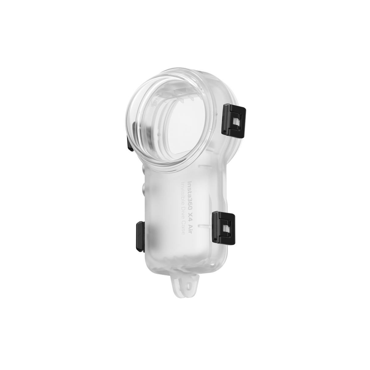 Insta360 X4 Air Invisible Dive Case opposite angled view of the clear case and locking buckles