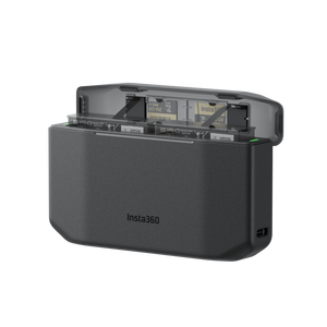 Insta360 X6 Fast Charge Case open charging case showing the battery compartments