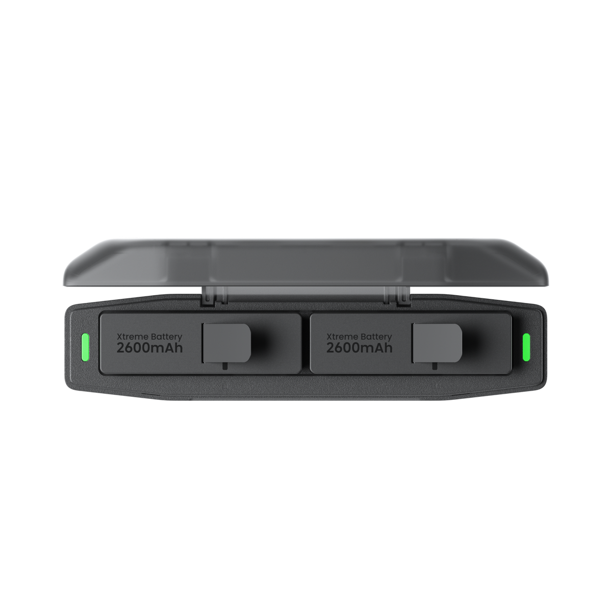 Insta360 X6 Fast Charge Case top view of the case with battery compartments and indicators