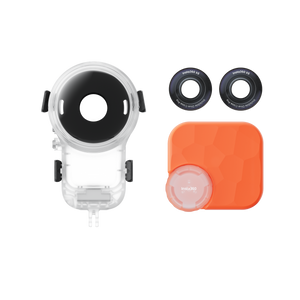 Insta360 X6 Invisible Dive Case Pro dive case with the supplied accessories