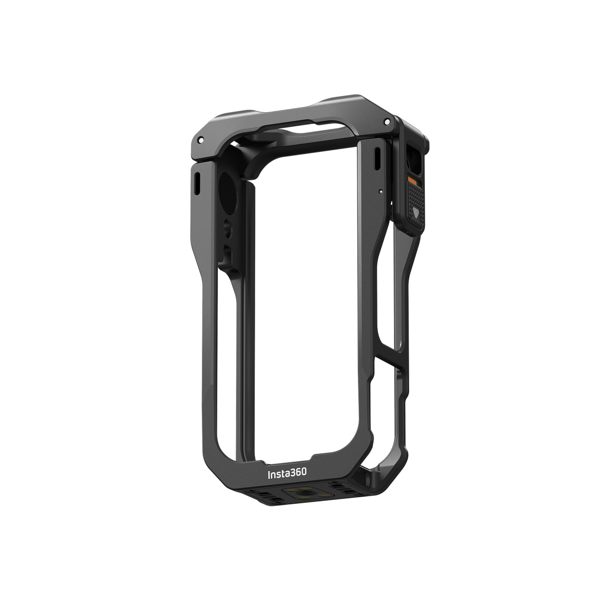 Insta360 X6 Protective Utility Frame angled view of the empty steel protective frame