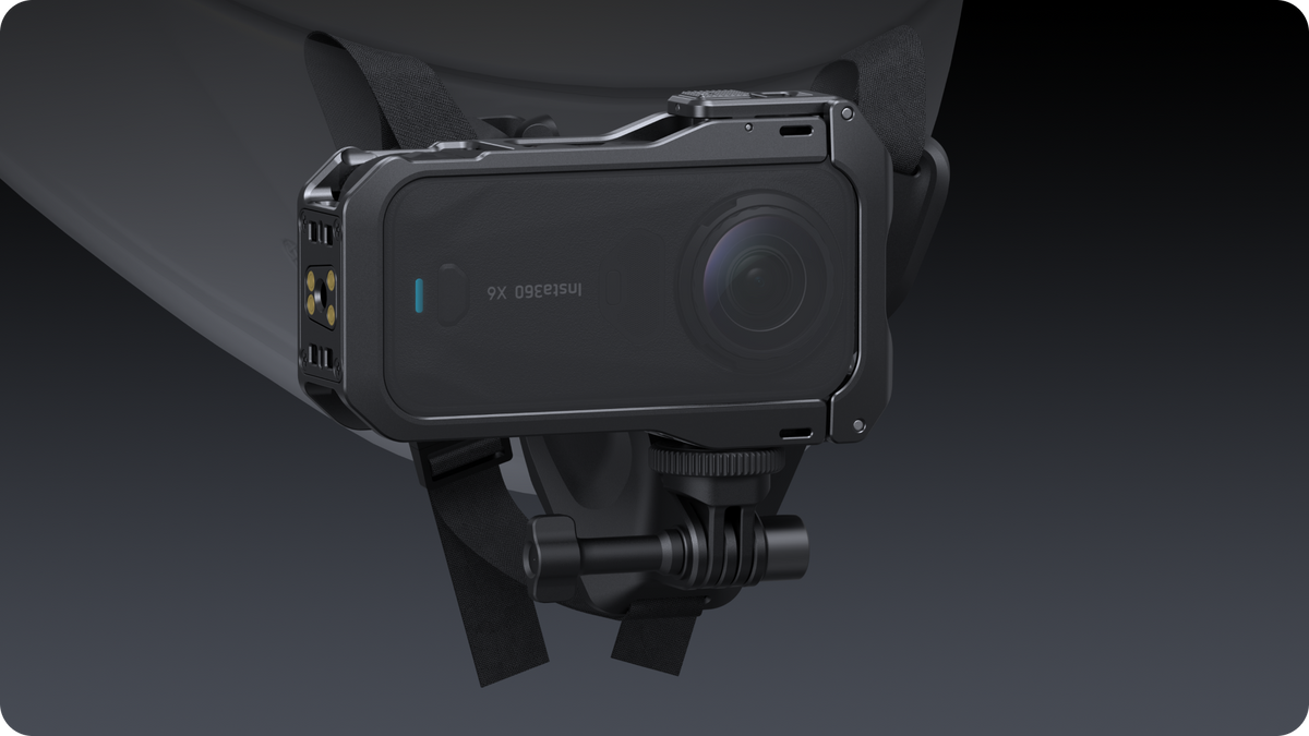 Insta360 X6 Protective Utility Frame example horizontal camera mounting, camera and mount sold separately