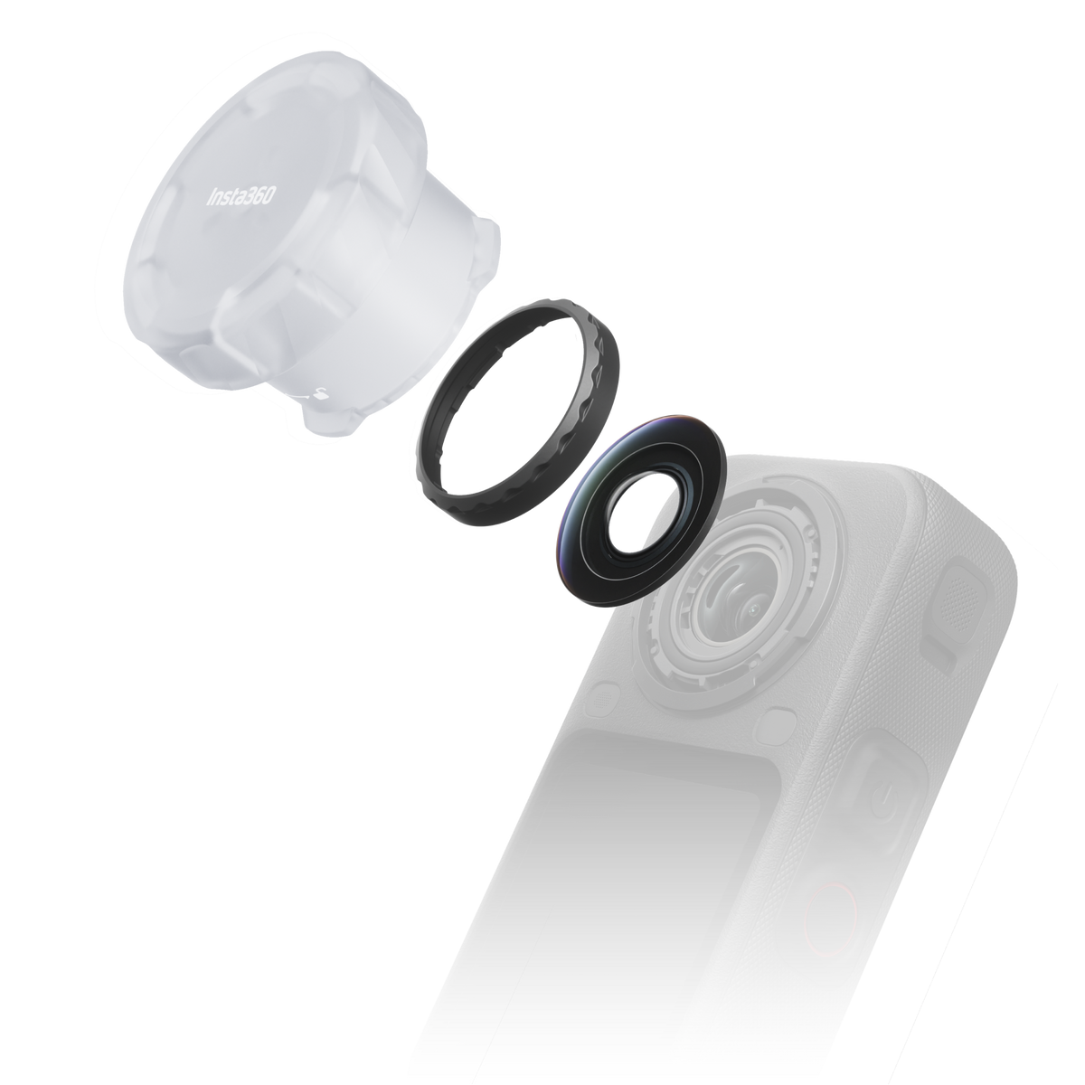 Insta360 X6 replacement lens and retaining ring fitting illustration