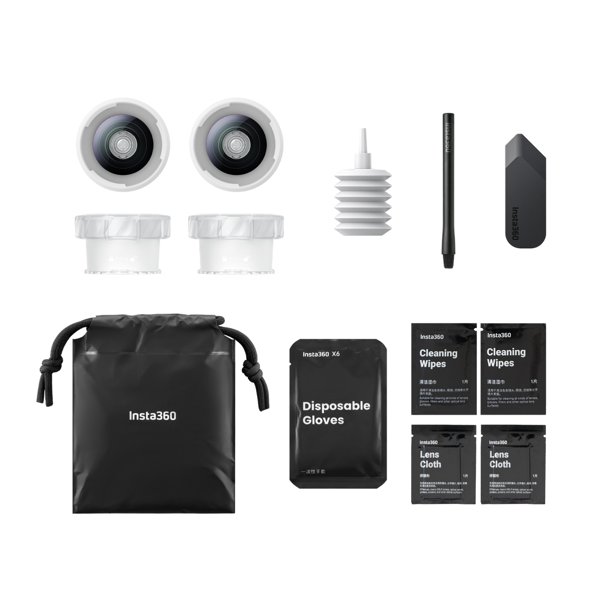 Insta360 X6 Replacement Lens Kit Double Lens pack contents and fitting equipment
