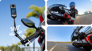Insta360 Motorcycle Magic Arm adjustable camera-angle examples