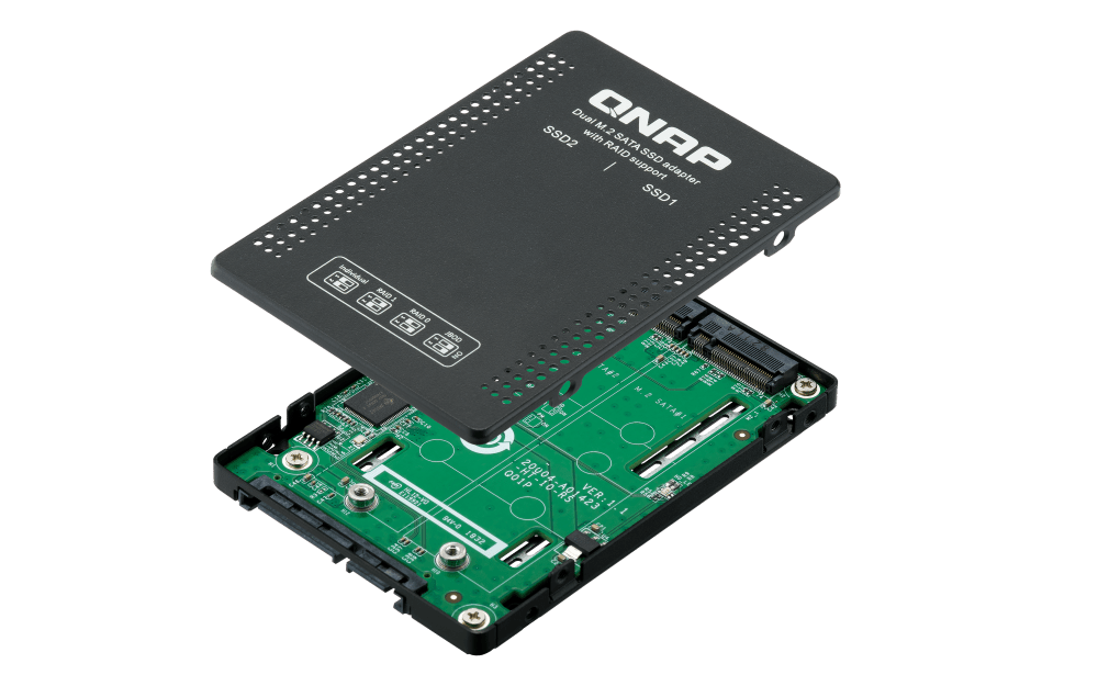 QNAP QDA - A2MAR Two M.2 SATA SSDs in 2.5 - inch SATA Drive Bay with RAID Support - ACE Peripherals