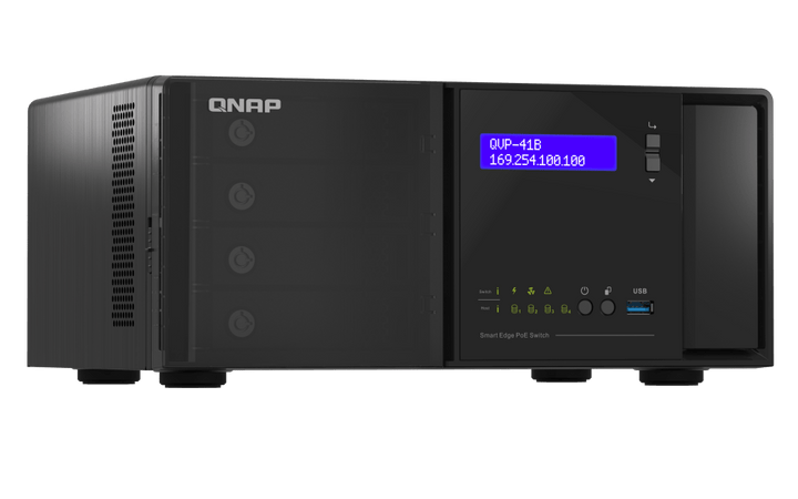 QNAP QVP - 41B 4 - Bay 2.5GbE Surveillance HDMI NVR with 16 - Port POE+ Switch - ACE Peripherals