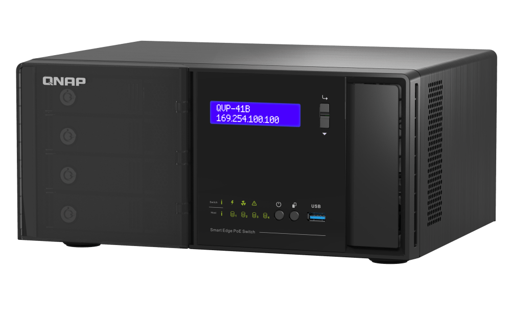 QNAP QVP - 41B 4 - Bay 2.5GbE Surveillance HDMI NVR with 16 - Port POE+ Switch - ACE Peripherals