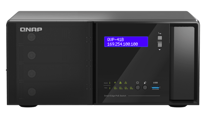 QNAP QVP - 41B 4 - Bay 2.5GbE Surveillance HDMI NVR with 16 - Port POE+ Switch - ACE Peripherals