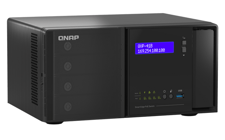 QNAP QVP - 41B 4 - Bay 2.5GbE Surveillance HDMI NVR with 16 - Port POE+ Switch - ACE Peripherals