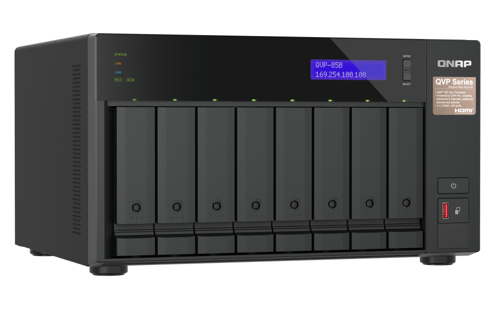 QNAP QVP - 85B 8 - Bay Dual 2.5GbE Surveillance HDMI NVR - ACE Peripherals