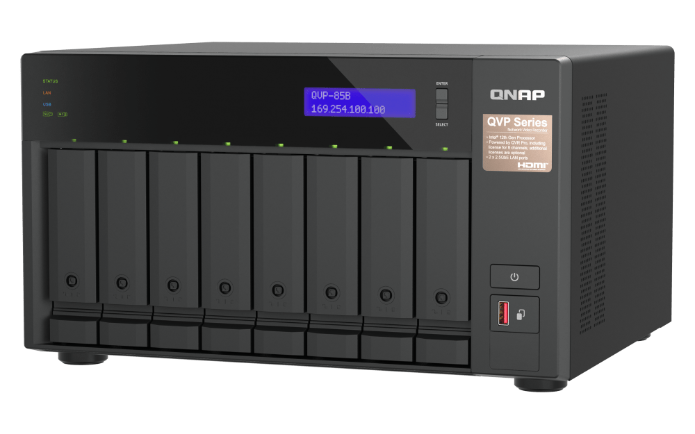 QNAP QVP - 85B 8 - Bay Dual 2.5GbE Surveillance HDMI NVR - ACE Peripherals