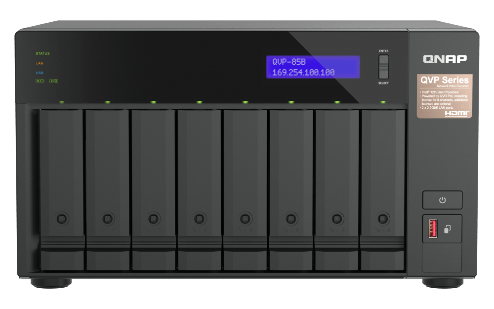 QNAP QVP - 85B 8 - Bay Dual 2.5GbE Surveillance HDMI NVR - ACE Peripherals