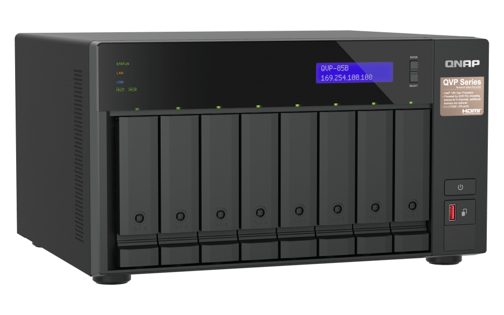 QNAP QVP - 85B 8 - Bay Dual 2.5GbE Surveillance HDMI NVR - ACE Peripherals