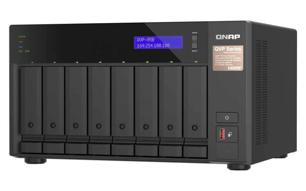 QNAP QVP - 85B 8 - Bay Dual 2.5GbE Surveillance HDMI NVR - ACE Peripherals