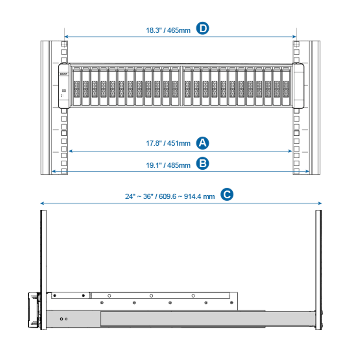QNAP Rail Kit C01/B01/B02/A02-90/A03-57/E02/E03/S01 - ACE Peripherals