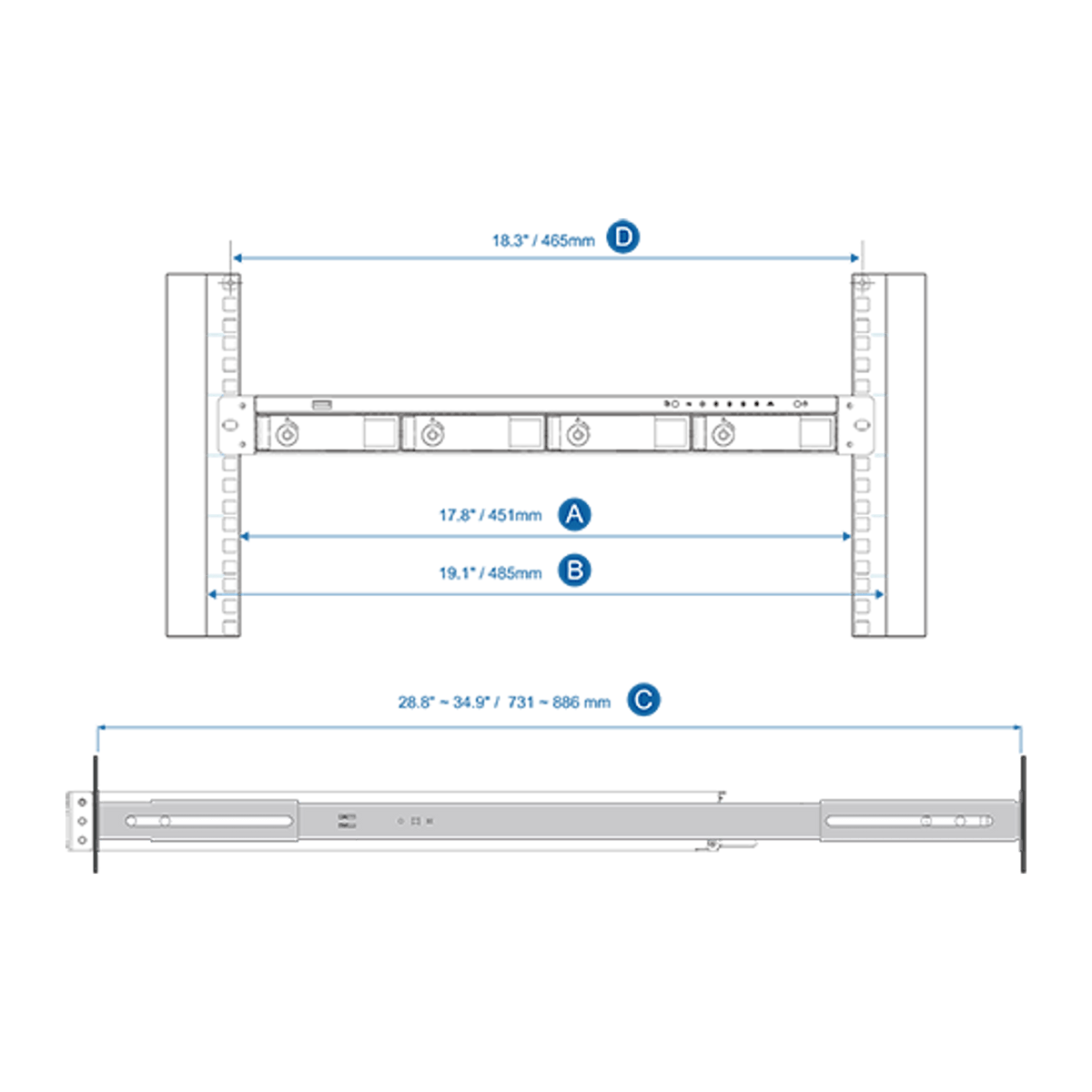 QNAP Rail Kit C01/B01/B02/A02-90/A03-57/E02/E03/S01 - ACE Peripherals