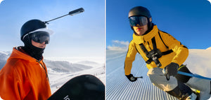 Chest and helmet camera positions for snow-sport footage