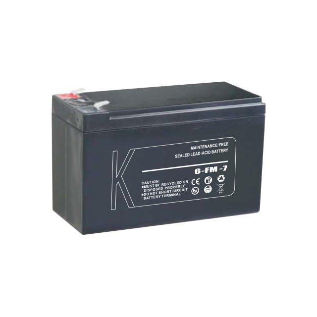 Tough 6-FM-7 12V 7Ah sealed lead-acid AGM backup battery, front view
