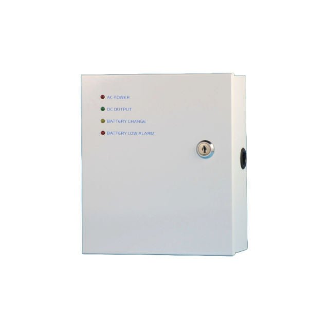 Tough 12V battery-backed power supply, closed lockable enclosure