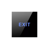 Tough no-touch flat-glass exit button with illuminated blue EXIT display