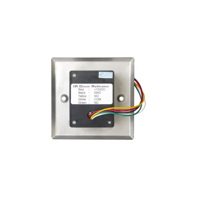 Tough 12V infrared exit button rear wiring for power, NO, COM and NC