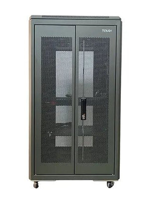 Tough 21U CX Server Equipment Rack, straight-on interior view with front and rear doors open