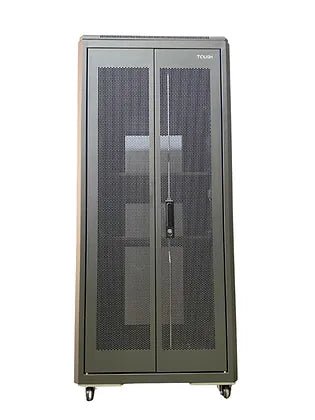 Tough 31U CX Server Equipment Rack, straight-on view with closed mesh front doors