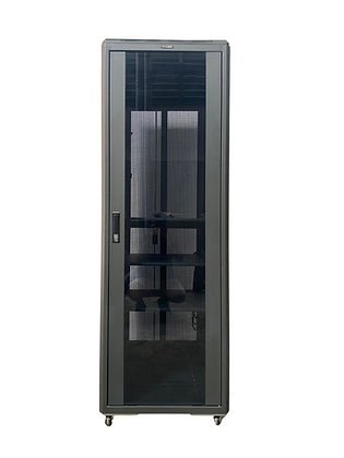 Tough 42U CX Server Equipment Rack, straight-on view with closed mesh front doors