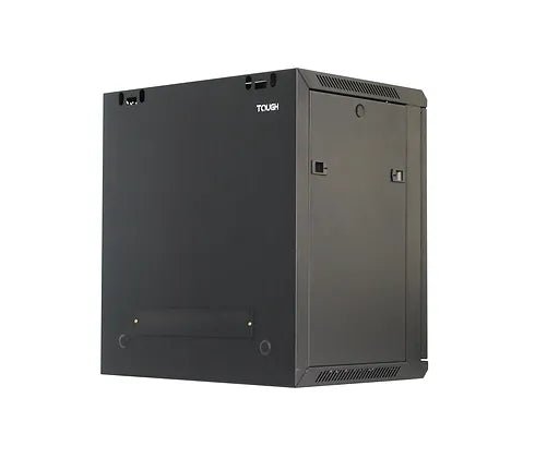 Tough 9U Wall Mount Server Cabinet, closed cabinet from the rear and side