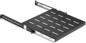 Tough Fixed, Sliding, and Keyboard Trays for Server Equipment Racks, ventilated sliding rack tray with extended rails