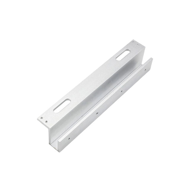 Tough Full-Glass Electromagnetic Door Lock Bracket, aluminium full-glass EM-lock U-bracket, angled view