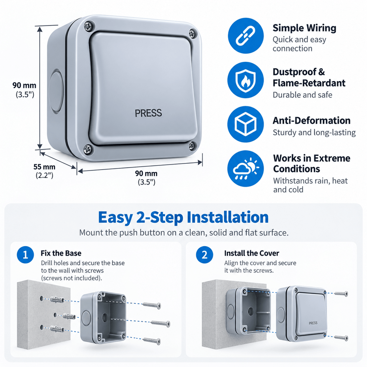 Tough Outdoor Push-to-Exit Door Release Button - ACE Peripherals