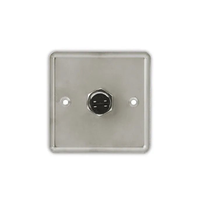 Tough Stainless Steel Door Exit Release and Override Switch with Key, rear view of stainless-steel keyswitch plate and contact terminals