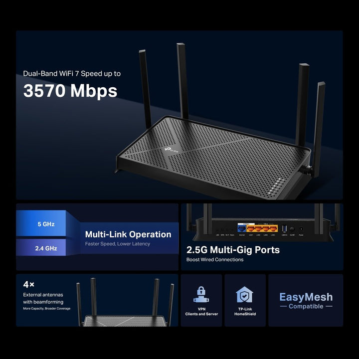 TP - Link Archer BE230 BE3600 Dual - Band Wi - Fi 7 Router - ACE Peripherals