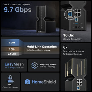 TP - Link Archer BE550 Pro BE9700 Tri - Band Wi - Fi 7 Router - ACE Peripherals