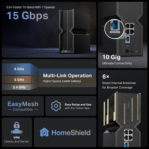 TP - Link Archer BE700 BE15000 Tri - Band Wi - Fi 7 Router - ACE Peripherals