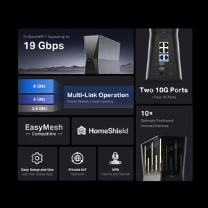 TP - Link Archer BE805 BE19000 Tri - Band Wi - Fi 7 Router - ACE Peripherals