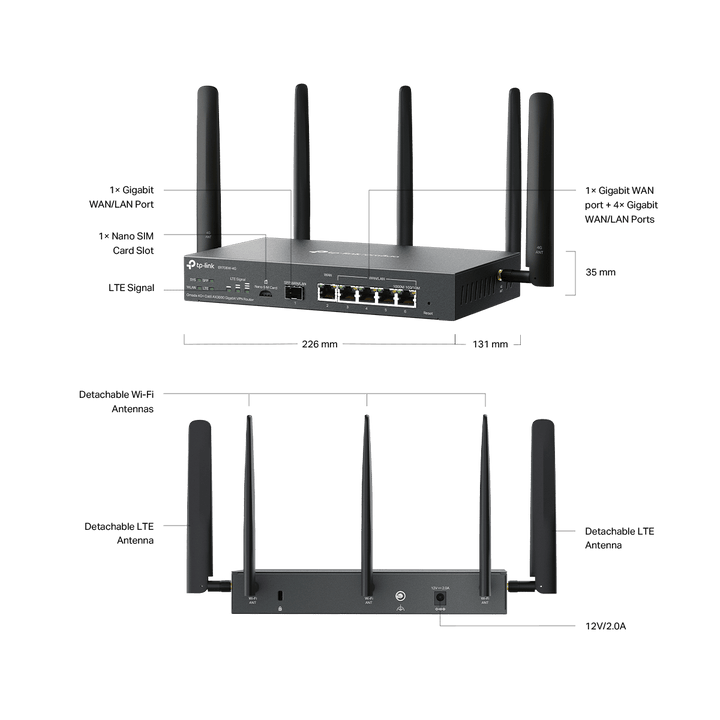 TP - Link ER706W - 4G V2 Omada Dual Nano 4G+ Sim AX3000 Gigabit VPN Router - ACE Peripherals