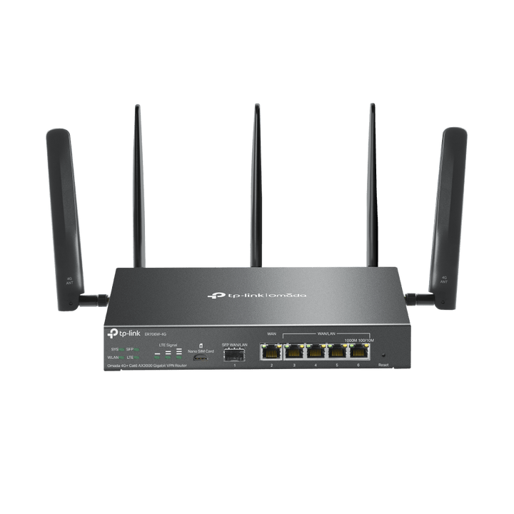 TP - Link ER706W - 4G V2 Omada Dual Nano 4G+ Sim AX3000 Gigabit VPN Router - ACE Peripherals