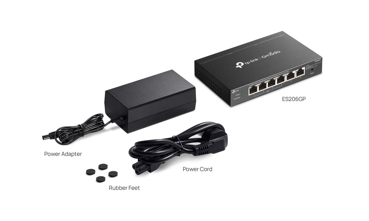 TP - Link ES206GP Omada 6 - Port Gigabit Easy Managed Switch with 4 - Port PoE+ - ACE Peripherals