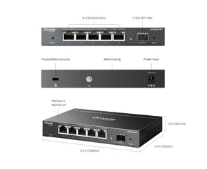 TP-Link ES206X-M2 Omada 5-Port 2.5GBASE-T Easy Managed Switch with 1 10GE SFP+ Slot - ACE Peripherals