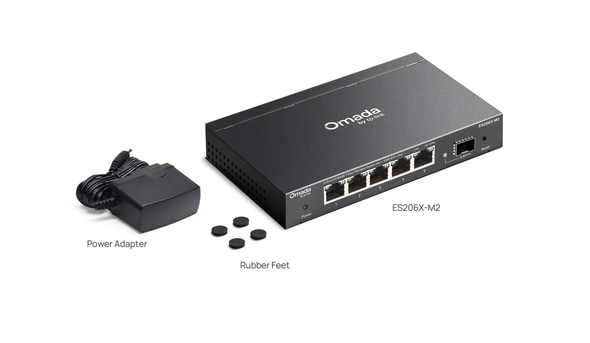 TP-Link ES206X-M2 Omada 5-Port 2.5GBASE-T Easy Managed Switch with 1 10GE SFP+ Slot - ACE Peripherals