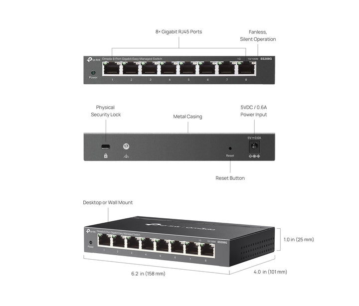 TP - Link ES208G Omada 8 - Port Gigabit Easy Managed Switch - ACE Peripherals